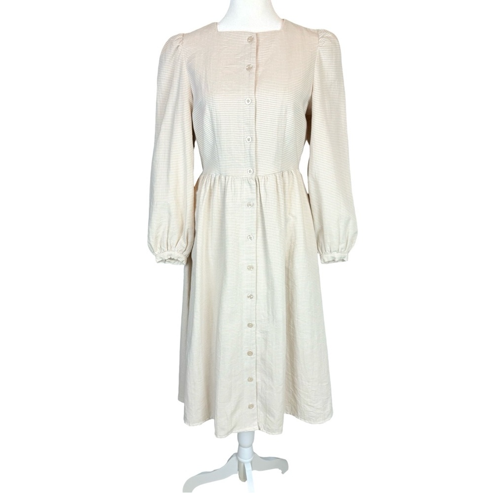 Veiled New York striped cotton blend Modest button up midi dress Size XS Short